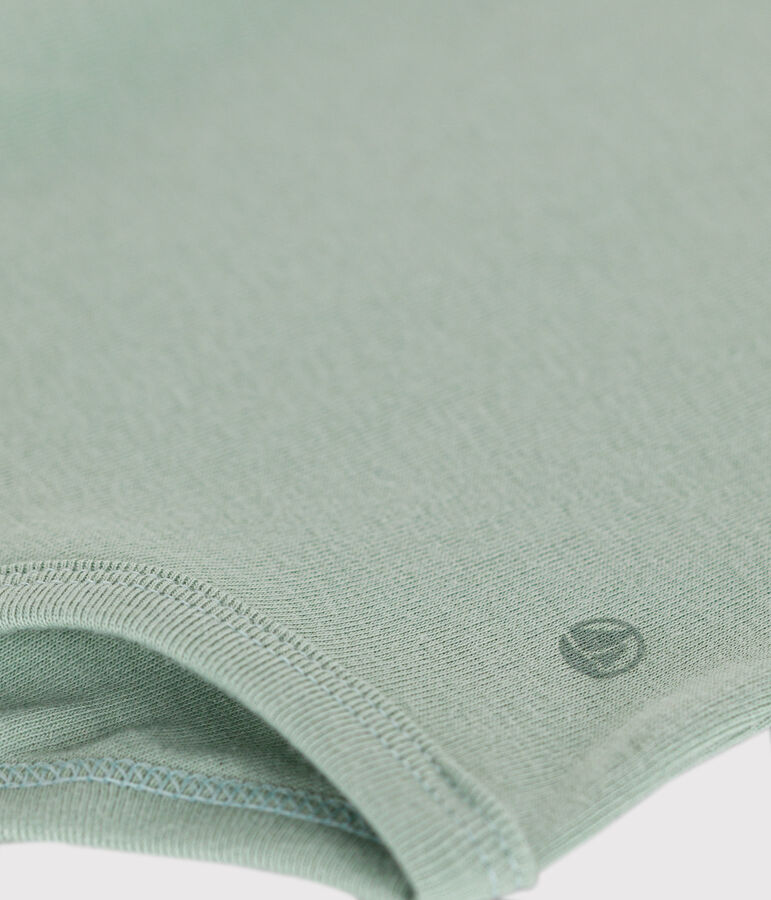 Body beb&egrave; in cotone a maniche corte con colletto alla Claudine verde