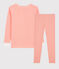 Pigiama snugfit bambina millerighe in cotone rosa PEACHY/bianco MARSHMALLOW