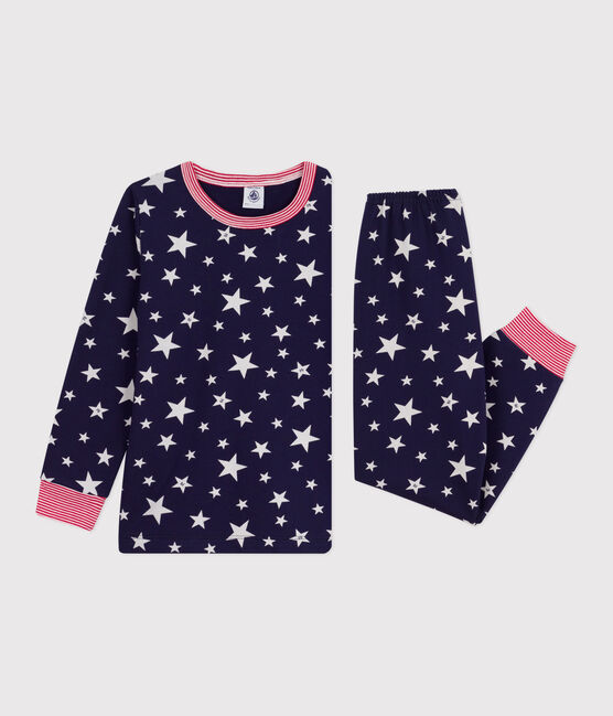 Pigiama in tessuto felpato con stelle stampate bambino blu SOIR/ MARSHMALLOW