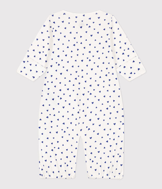 Tutina e sacco nanna in cotone con cuori bianco MARSHMALLOW/ NEWBLEU