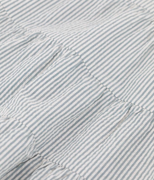 Abito beb&egrave; in seersucker biologico a righe verde/bianco