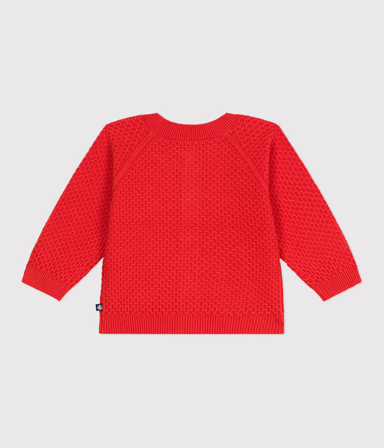 Cardigan in cotone a punto fantasia neonata rosso SPICY
