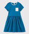 Abito manica corta in cotone bambina blu MYKONOS