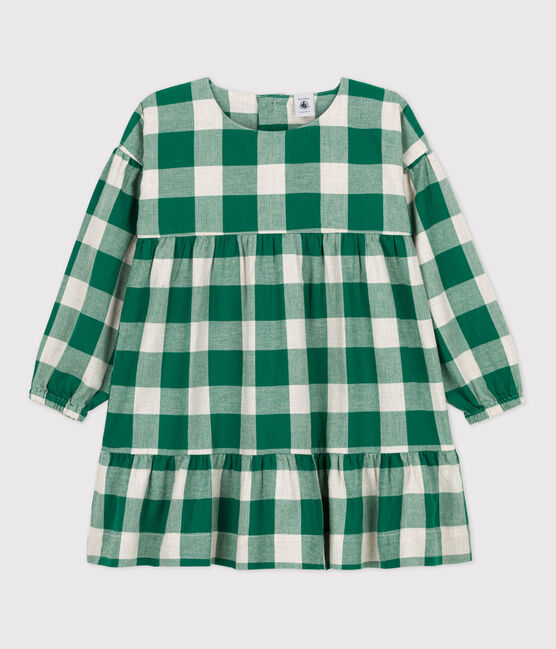 Abito a maniche lunghe in flanella a quadri bambina MATCHA/ AVALANCHE