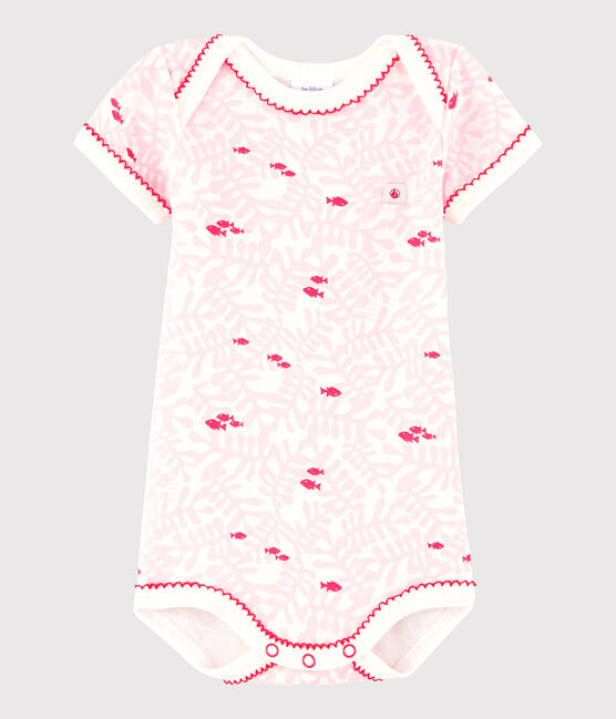 Body manica corta bebè femmina bianco MARSHMALLOW/bianco MULTICO