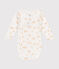 Body incrociato a maniche lunghe in cotone neonato MARSHMALLOW/ BEIGE