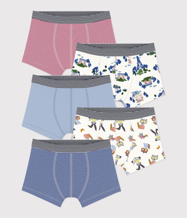 Set di boxer in cotone con stampa bambino multicolore