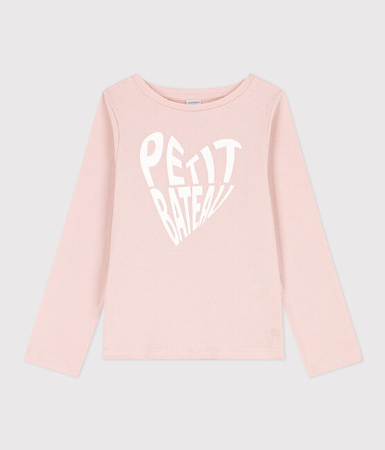 T-shirt maniche lunghe in cotone bambina rosa SALINE
