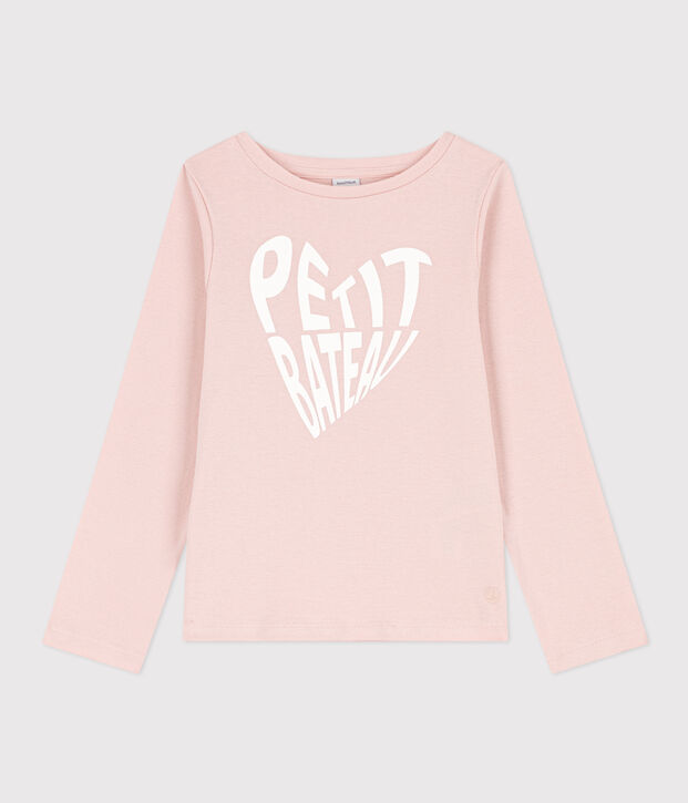 T-shirt maniche lunghe in cotone bambina rosa