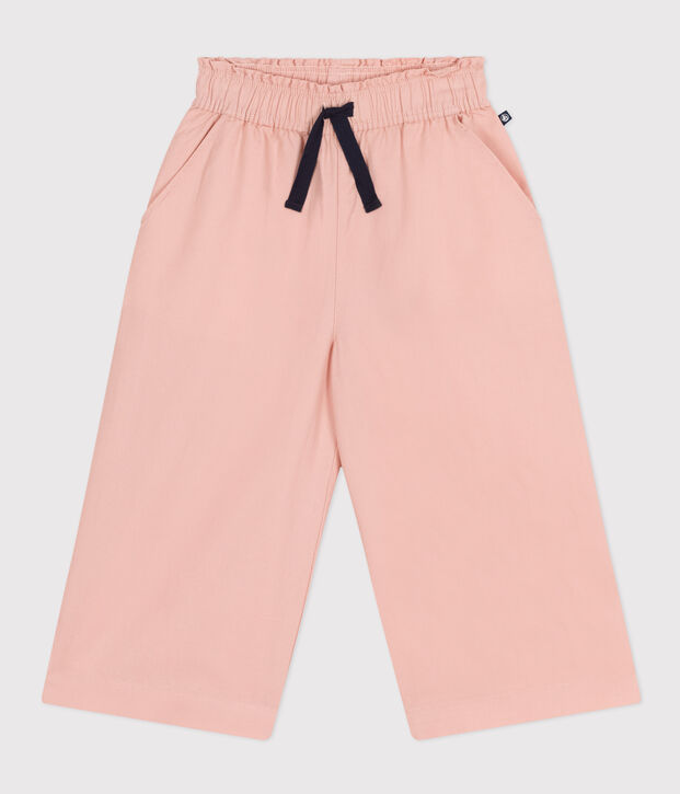 Pantaloni larghi in tela di cotone bambina rosa