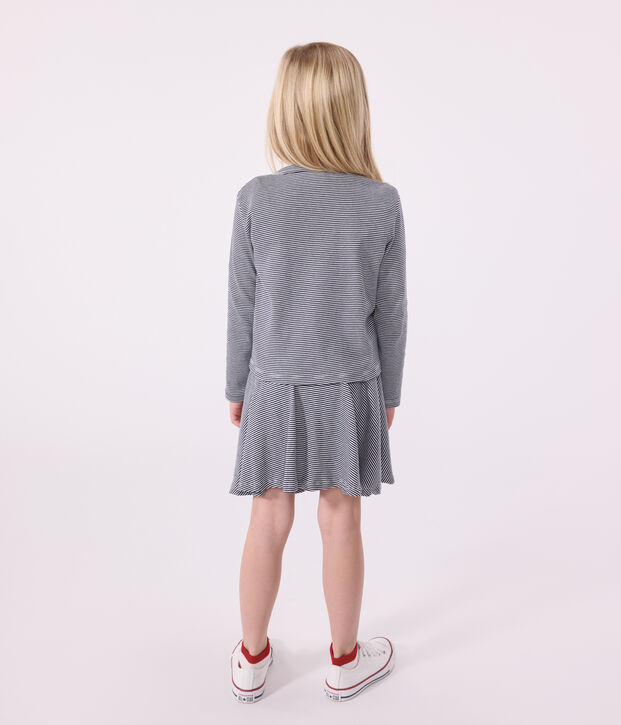 Cardigan in cotone a righe bambina blu/bianco