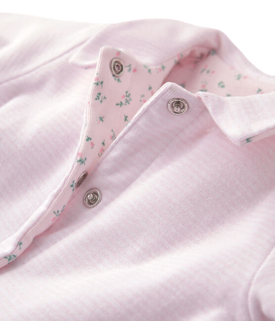 Giacca bebé unisex imbottita reversibile a millerighe - Vecchia collezione rosa VIENNE/bianco ECUME
