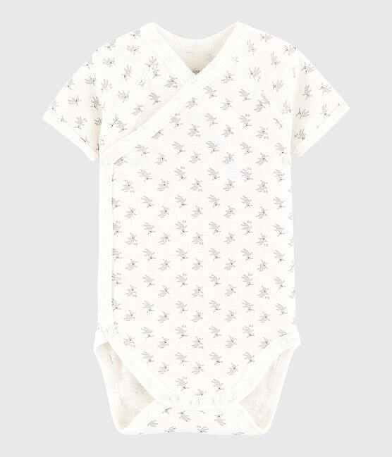 Body incrociato a manica corta bebè unisex bianco MARSHMALLOW/bianco MULTICO
