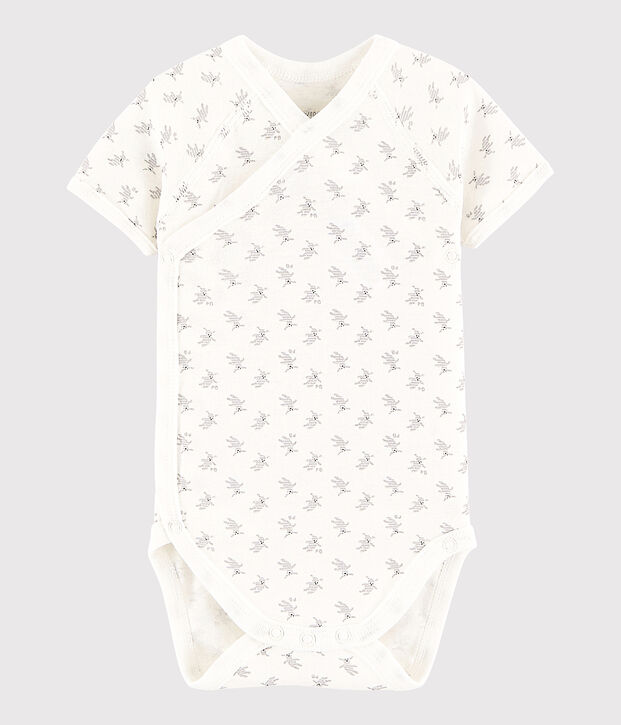 Body incrociato a manica corta beb&egrave; unisex bianco/multicolore