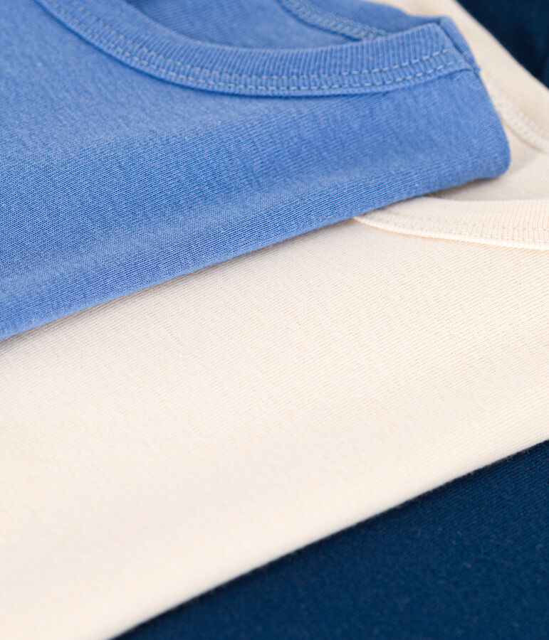 Set di 3 T-shirt a maniche lunghe in cotone tinta unita bambino multicolore