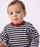 T-shirt a maniche lunghe in cotone a righe neonato blu SOIR/ MILK