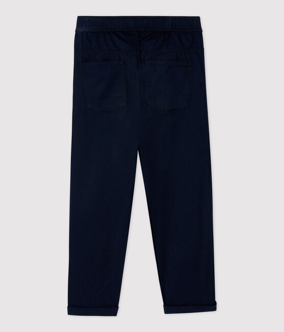 Pantaloni regular in serge di cotone bambino blu SMOKING