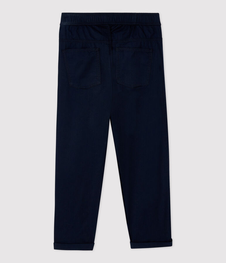Pantaloni regular in serge di cotone ragazzo blu SMOKING