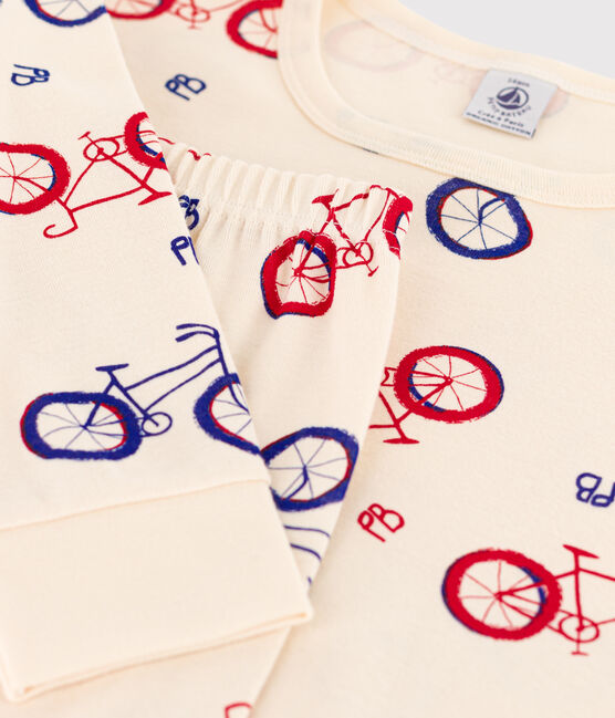 Pigiama di cotone da ragazzo con fantasia bici bianco AVALANCHE/ MULTICO