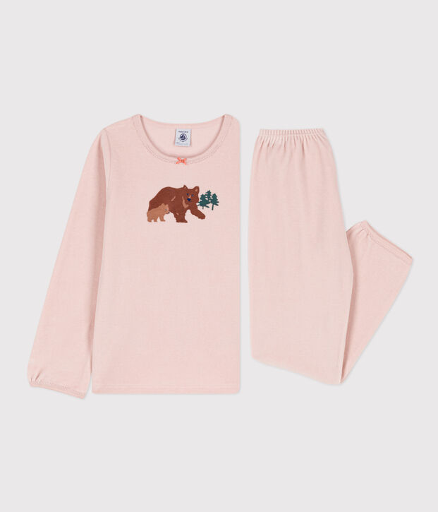Pigiama bambina in ciniglia rosa