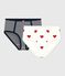 Confezione da 2 slip vita alta in cotone donna motivo cuore e rigato Variante 1 PACK