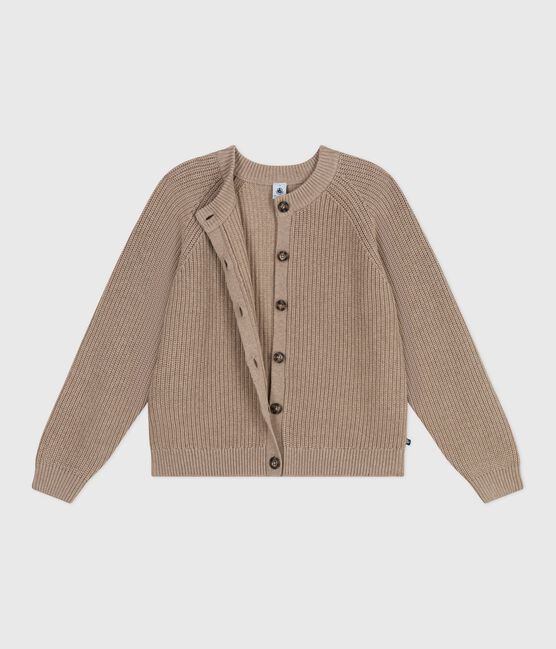 Cardigan in misto lana e cotone tinta unita donna marrone ROCHE