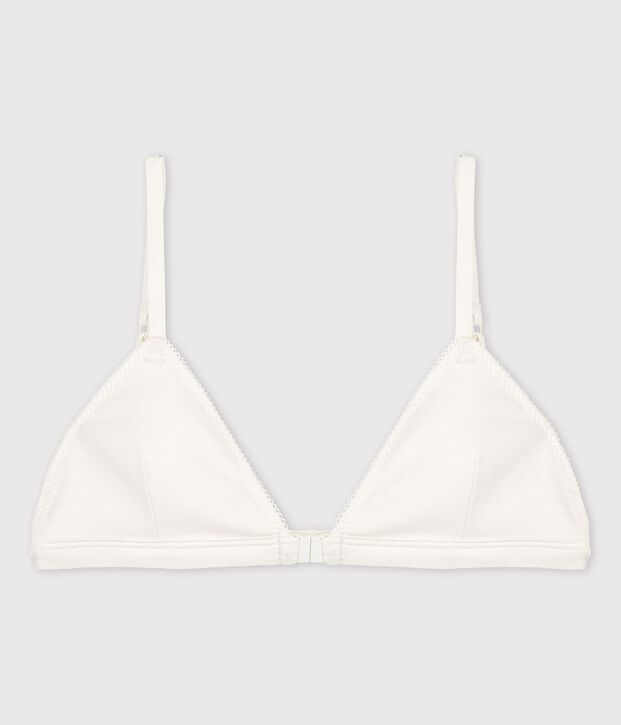 Reggiseno bianco con apertura sul davanti in cotone bio ed elastan bianco