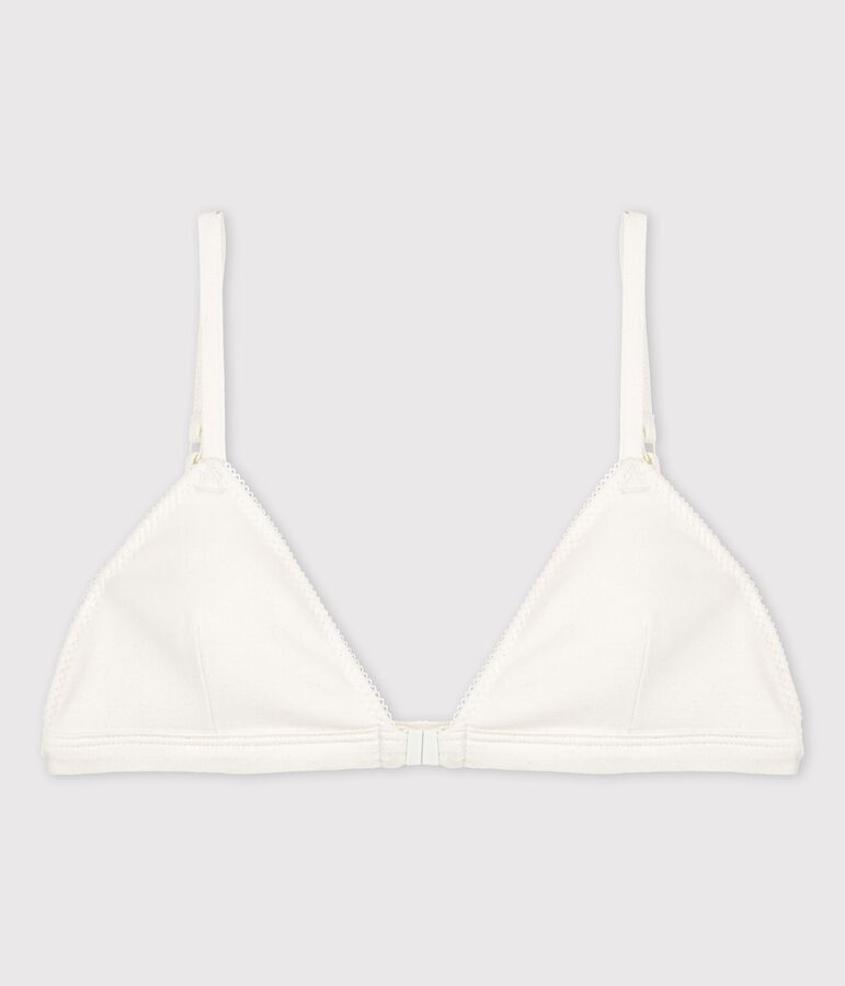 Reggiseno bianco con apertura sul davanti in cotone bio ed elastan bianco