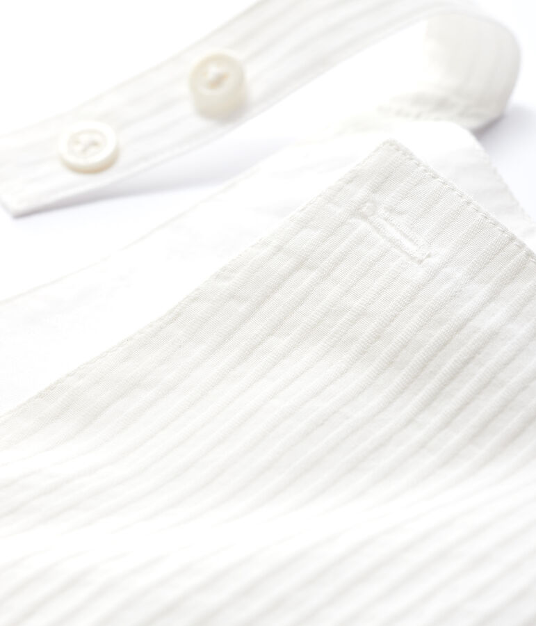 Salopette corta in popeline rigata beb&egrave; maschio bianco MARSHMALLOW