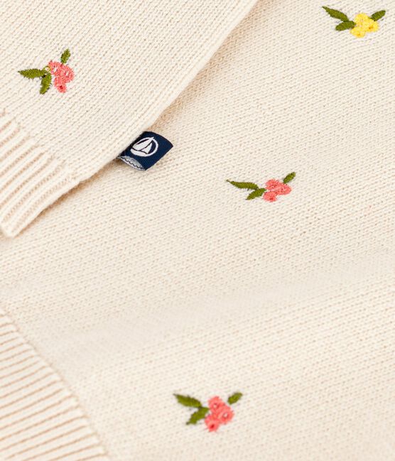 Maglione in misto lana e cotone con fiori ricamati neonata bianco AVALANCHE/ MULTICO