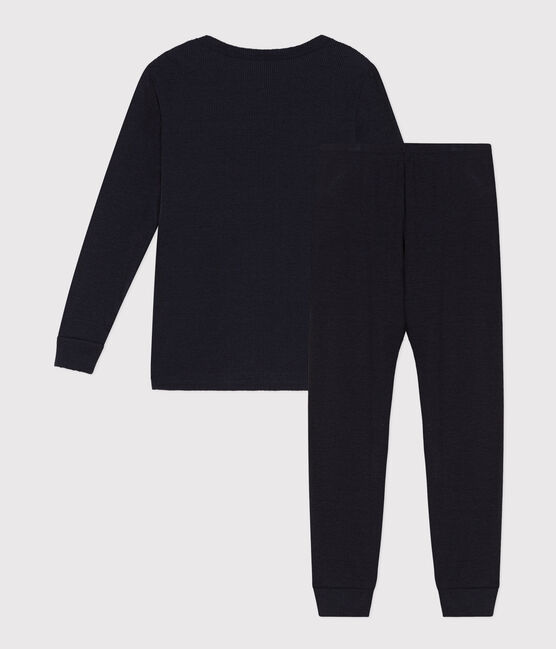 Pigiama tinta unita bambino unisex in cotone e Lyocell blu SMOKING