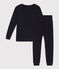 Pigiama tinta unita bambino unisex in cotone e Lyocell blu SMOKING
