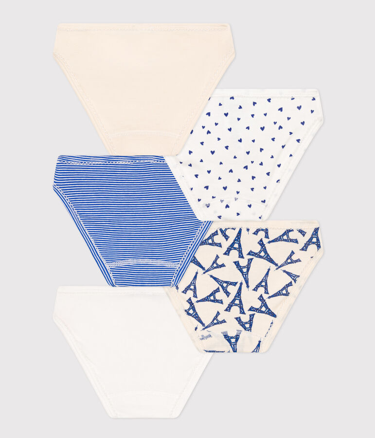 Confezione da 5 slip bambina fantasia Parigi in cotone multicolore
