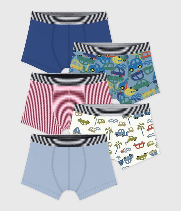 Set di boxer in cotone con stampa di automobili bambino multicolore