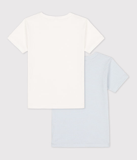 Confezione da 2 t-shirt di cotone a maniche corte per bimbi, con fantasia millerighe variante 1