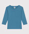 T-shirt a maniche lunghe in cotone blu POLOCHON