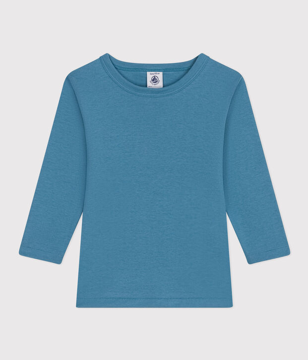 T-shirt a maniche lunghe in cotone blu