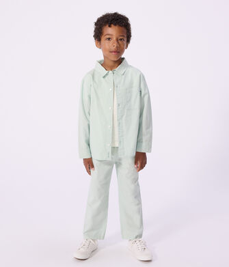 Camicia a maniche lunghe in cotone tinta unita bambino