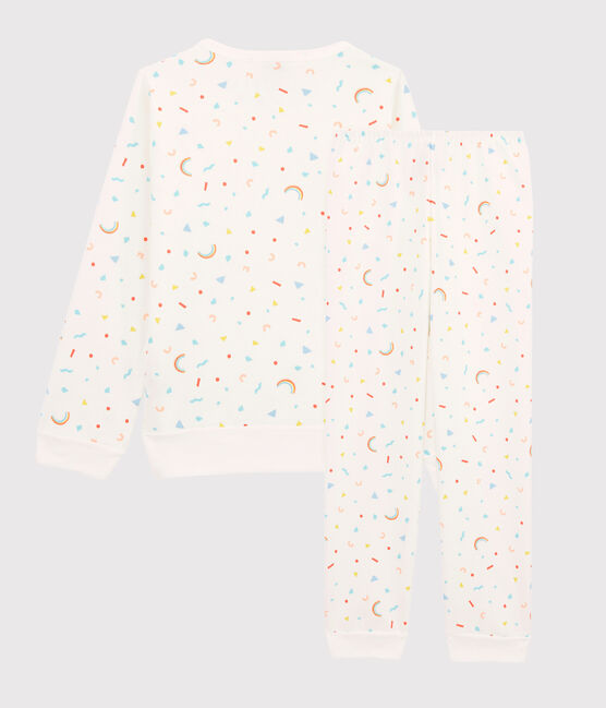 Pigiama fantasia coriandoli bambina in molleton bianco MARSHMALLOW/bianco MULTICO