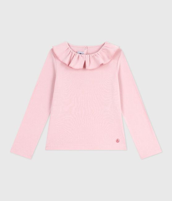 T-shirt a maniche lunghe in cotone tinta unita bambina rosa JOLI