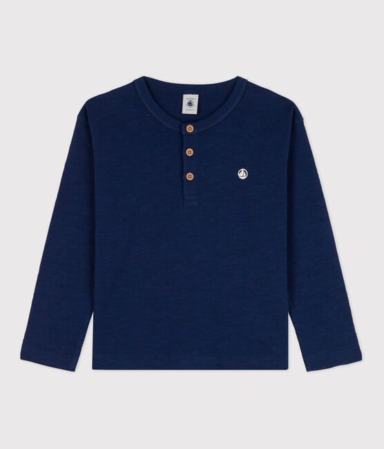 T-shirt bambino a maniche lunghe in cotone blu MEDIEVAL
