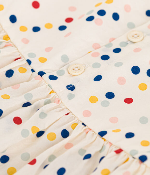 Abito senza maniche in popeline beb&egrave; bianco/multicolore