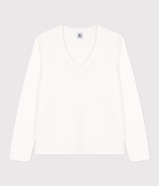 T-shirt LE DROIT scollo a V in cotone Donna bianco ECUME