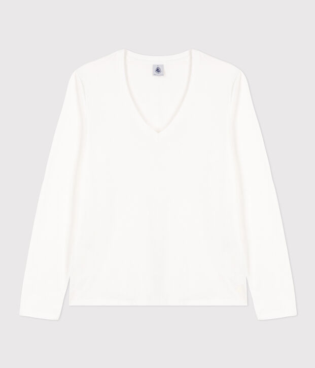 T-shirt LE DROIT scollo a V in cotone Donna bianco