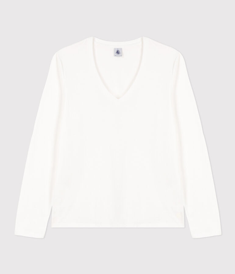 T-shirt LE DROIT scollo a V in cotone Donna bianco
