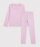 Pigiama a righe bambina in cotone e Lyocell rosa BOHEME/bianco MARSHMALLOW