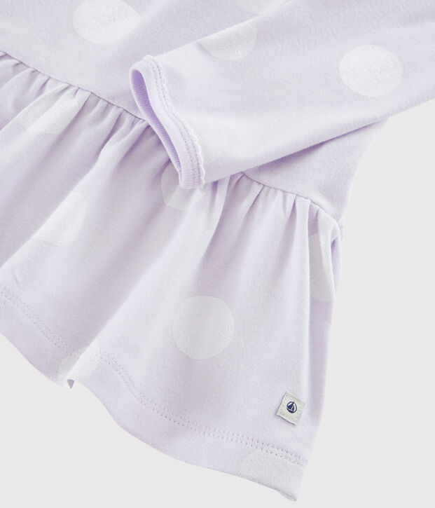 Camicia da notte a pois bambina a costine viola/bianco