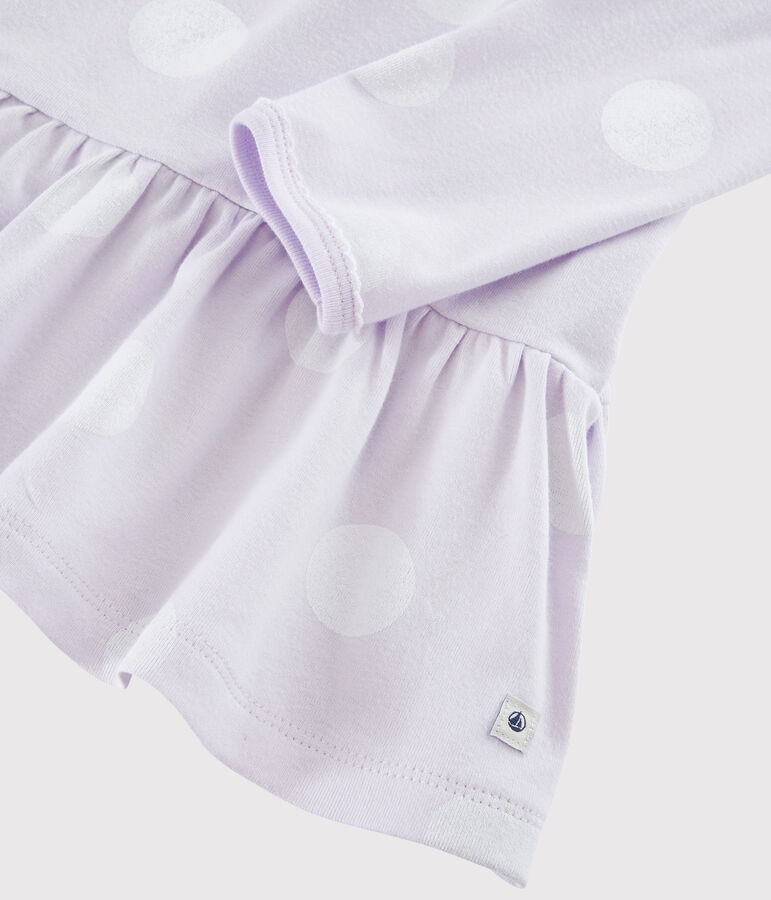 Camicia da notte a pois bambina a costine viola LISERON/bianco ECUME
