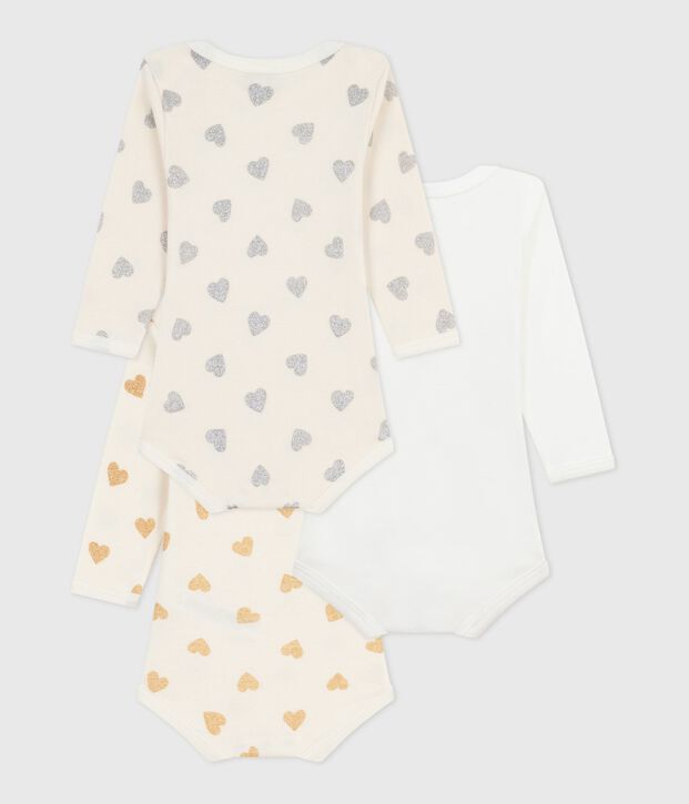 Set di body a maniche lunghe in cotone con stampa a cuori con paillettes neonato multicolore