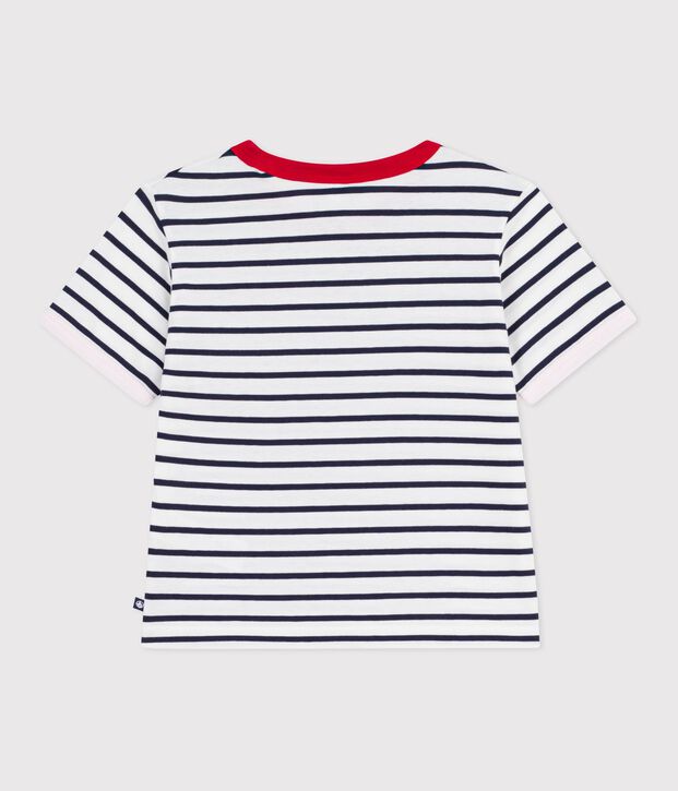T-shirt a maniche corte in cotone a righe bambino bianco/blu
